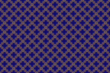 Mavi arka planda soyut altın elementler. Parlak metal yüzey pürüzsüz desen.