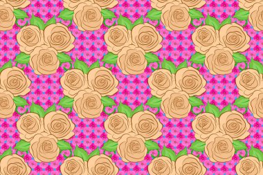 Mavi arka planda kusursuz el yapımı gül deseni..