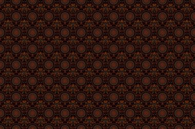 Siyah zemin üzerinde turuncu, kırmızı ve kahverengi kar taneleri. Soyut, asgari, pürüzsüz kalıp arkaplanı.