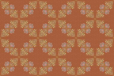 Tasarım, tekstil ya da kumaş için sarı ve kahverengi renklerde raster pürüzsüz desen. Raster illüstrasyonu.