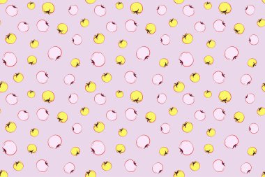 Domatesli tasarım için mükemmel bir desen. Menekşe, pembe ve sarı domatesli kusursuz suluboya deseni. Moda baskısı. Eski, eski. Güzel desen.