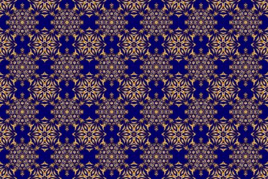 Klasik altın desenli, altın çiçekli süsleme brokar desenli, cam desenli, mavi arka planda çiçek elementli altın metalli..