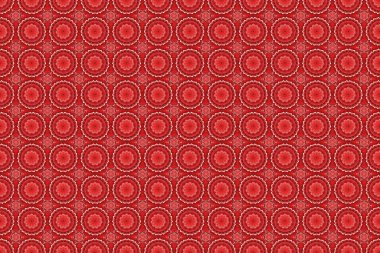 Kırmızı ve pembe renklerdeki elementlerin kusursuz görüntüsü. Duvar kağıdı, sunum, tasarım, baskı veya tekstil için iyi bir model. Raster illüstrasyonu.