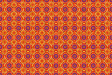 Raster illüstrasyonu. Kesik kağıt dantel dokusu, raster tül arkaplan, kırmızı, mor ve sarı renklerde girintisiz desen.