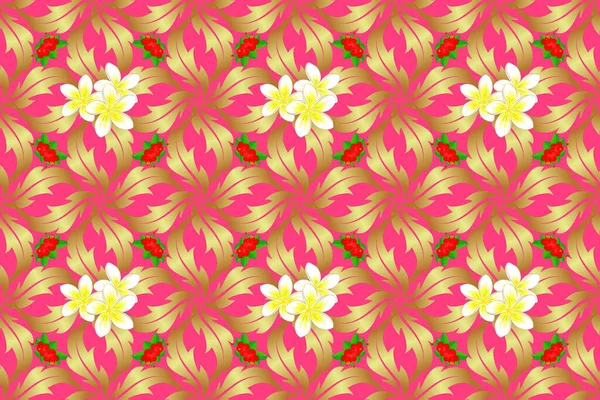Nahtloses Handgezeichnetes Raster Plumeria Blumenmuster Auf Rosa Hintergrund — Stockfoto