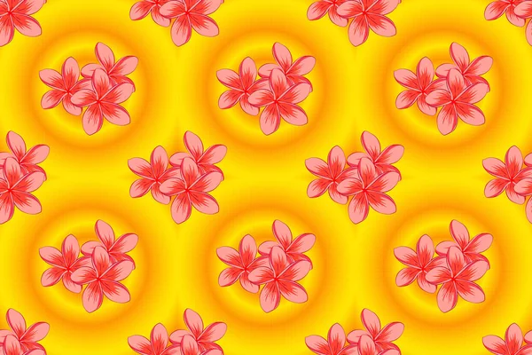 Seamless Pattern Cute Plumeria Flowers Orange Yellow Pink Colors Raster — Stock Photo, Image