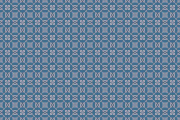 Raster Illustration Vintage Ornament Simple Seamless Pattern Pink Blue Elements — Stock Photo, Image