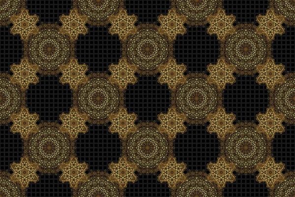 ブラックを基調としたシームレスゴールドのヴィンテージパターン ラスター古いモロッコ アラビア語とトルコの装飾品 — ストック写真
