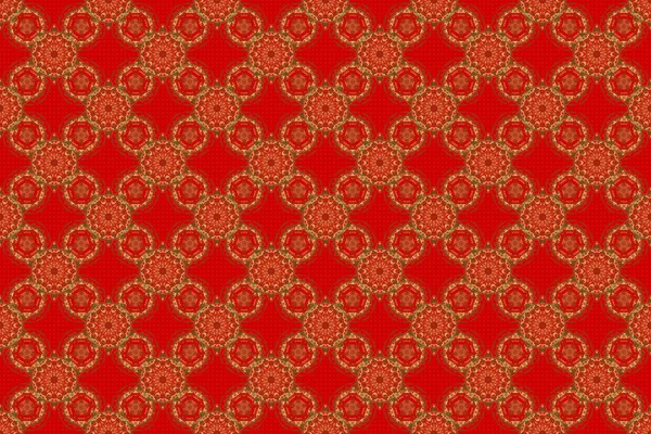 Star Pattern Red Backdrop Golden Vintage Ornament Raster Seamless Background — Stock Photo, Image