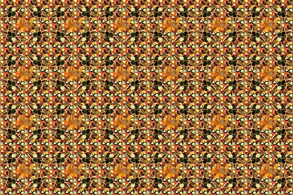 Бесшовный Цветочный Узор Коричневого Бежевого Оранжевого Цветов Много Маленьких Растровых — стоковое фото