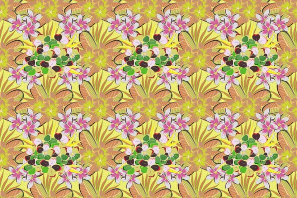 Seamless Texture Floral Ornament Yellow Pink Beige Colors Optical Illusion — Stock Photo, Image