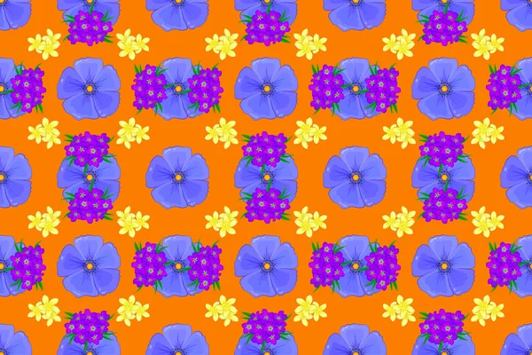 Patrón Floral Abstracto Sin Costuras Colores Violeta Amarillo Naranja Lindo — Foto de Stock
