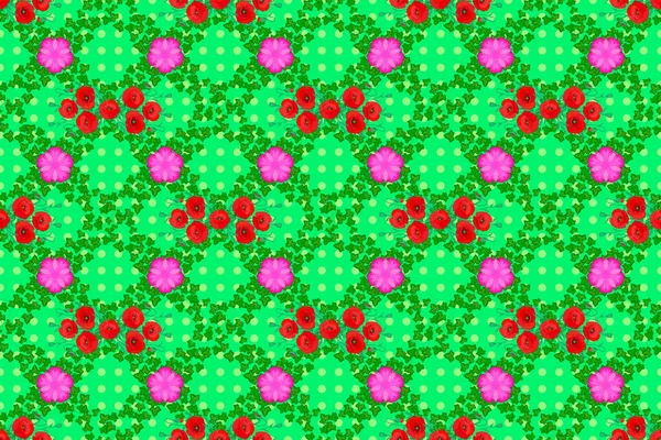 Floral Background Seamless Raster Pattern Green Background — Stock Photo, Image