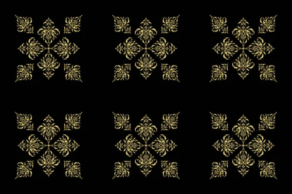 Rastrový Bezešvý Vzor Černém Pozadí Damask Elegantní Tapety Ročník Design — Stock fotografie