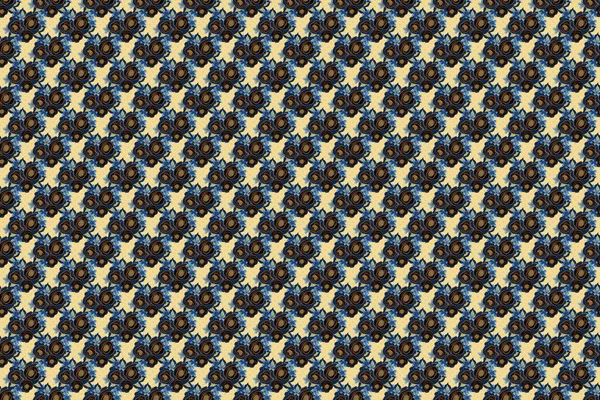 래스터 일러스트 민족적 꽃무늬는 베이지 검은색 파란색으로 — 스톡 사진