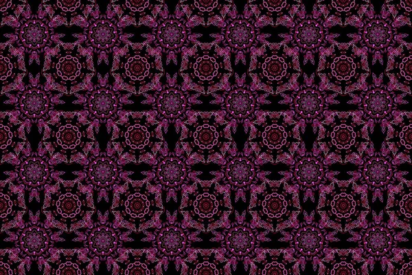 豪華な古典的な装飾 繊維や生地のための王室の勝利のテクスチャ ラスターイラスト ピンク 紫の色のバロック様式のヴィンテージの花のダマスクシームレスなパターン — ストック写真