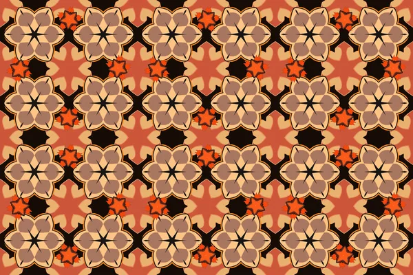 Raster Luxury Motley Pattern Orange Black Beige Seamless Pattern — Stock Photo, Image