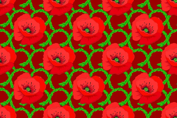 Abstrakcyjny Elegancja Bezszwowy Wzór Kwiatowymi Motywami Czerwonym Tle Dekoracyjne Kwiaty — Zdjęcie stockowe