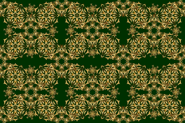 Złota Ozdoba Rastrowa Stylu Wschodnim Płynny Wzór Złotymi Elementami Zielonym — Zdjęcie stockowe