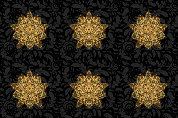 围绕着抽象的花朵 简单的几何曼达拉标志类型 精品店 室内装饰用柔和的金黄色圆形标志 Raster连队标志 — 图库照片