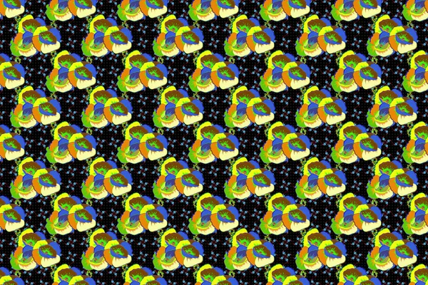 Цветочный Фон Стилизованными Маками Ручной Растровый Бесшовный Рисунок Голубой Зеленый — стоковое фото