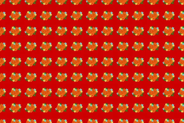 Mjuk Akvarell Ros Blomma Tryck Sömlös Mönster Röd Bakgrund Rasterillustration — Stockfoto