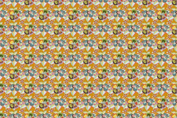 Acuarela Cosmos Flores Patrón Sin Costuras Colores Naranja Amarillo Gris — Foto de Stock