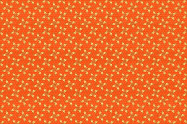 Geleneksel Hint tarzı, kına dövmeli altın elementler, altın çıkartmalar, mehndi ve yoga tasarımı, kartlar ve baskılar. Raster altın mehndi turuncu üzerinde kusursuz desen.