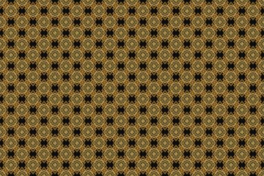 Klasik dikişsiz doku. Zengin kartı karşılamak için kullanılabilir. Siyah arka planda altın elementli desen. Siyah arkaplandaki Raster altın süslemesi.