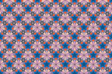 Gri, mavi ve pembe renklerde desensiz çiçek deseni. Çürük çiçekli, pürüzsüz desen..