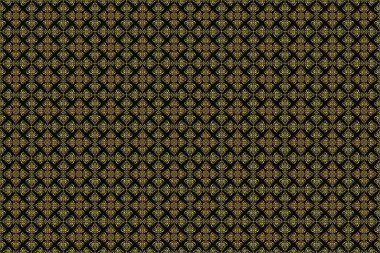 Zarif raster klasik kusursuz desen. Siyah arkaplanda tekrarlayan elementlerle kusursuz soyut süs. Siyah ve altın desenli.