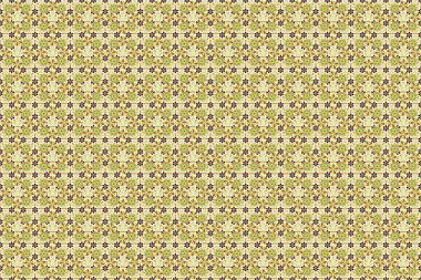 Yaratıcılığın için mor, bej ve sarı elementli raster deseni. Kusursuz, üçgen pullu, lüks bir baba..