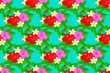 Mavi arka planda kusursuz el yapımı raster amber çiçeği deseni.