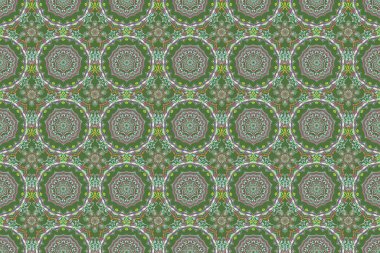 Enfes bir barok şablonu. Raster damaske deseni gri ve yeşil renklerde. Klasik lüks, eski moda İspanyol süsü, duvar kağıtları, tekstil ve ambalaj için kraliyet Victoria dönemi kusursuz dokusu..