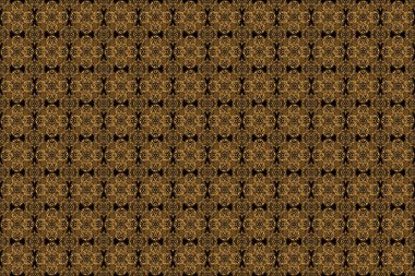 Raster geometrik kusursuz desenli ve altın eğimli. Siyah bir arkaplanda altın rengi, kusursuz bir illüstrasyon. Senin tasarımın için, duvar kağıdı. Geometrik arkaplan.