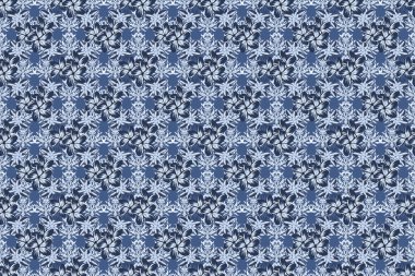 Raster illüstrasyonu. Gri, mavi ve menekşe renginde pürüzsüz çiçek desenleri ve karışık tesisat çiçekleri..