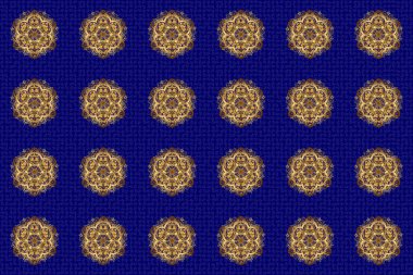 Raster East, Islam, Indian, motif, canlanma girdabı. Doğu, simetri danteli, kumaş, duvar kağıdı. Mavi arka planda klasik dekoratif süs. Altın mandala desenli, Arap kökenli. Etnik doku.