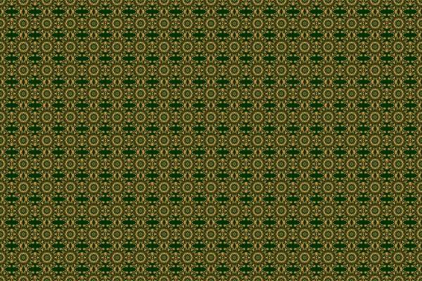 Simple Seamless Pattern Gold Stars Green Background Vintage Ornament — Stock Photo, Image