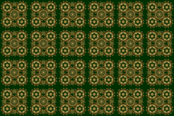 Kumaş Tekstil Dekorasyon Klasik Dikişsiz Çiçek Deseni Yeşil Arka Planda — Stok fotoğraf