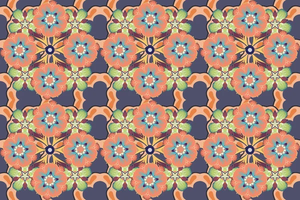Geometriskt Upprepande Sömlöst Mönster Med Hexagonformer Orange Beige Och Blå — Stockfoto