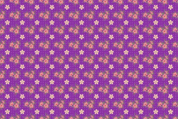 Fiori Piccoli Nei Colori Rosa Viola Sfondo Floreale Senza Soluzione — Foto Stock