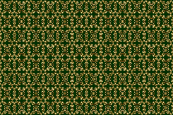 Зеленый Золотой Винтажный Орнамент Бесшовный Узор — стоковое фото