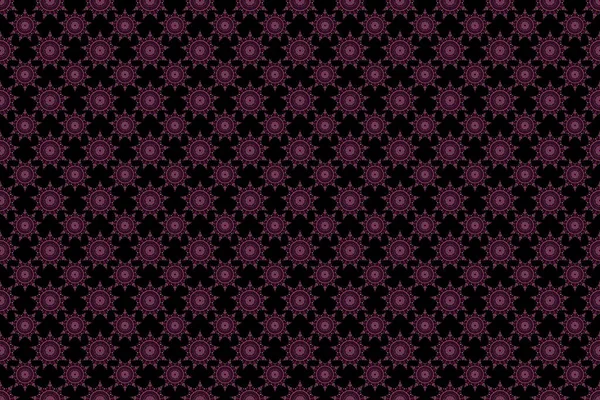 Elegant Violet Seamless Pattern Floral Mandala Elements Nice Hand Drawn — Stock Photo, Image