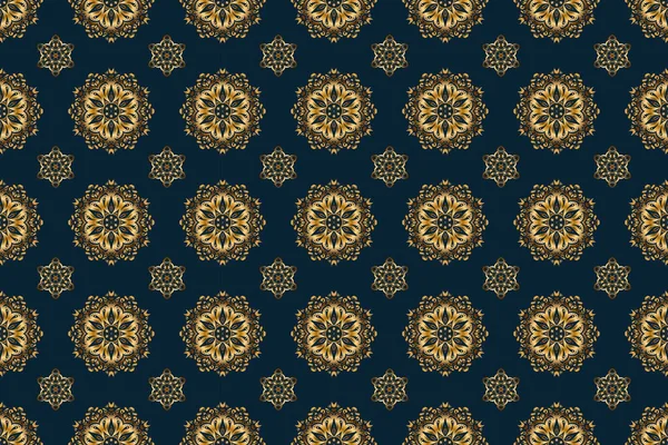 Traditionelle Klassische Muster Gold Und Blautönen Nahtloses Orientalisches Ornament Stil — Stockfoto