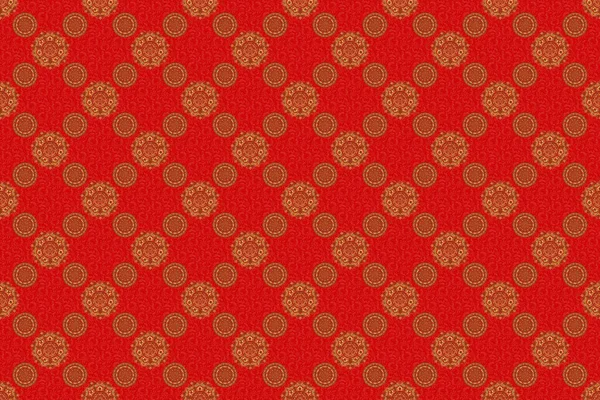 Vintage Floral Ornament Abstract Classic Seamless Pattern Golden Elements Red — Stock Photo, Image