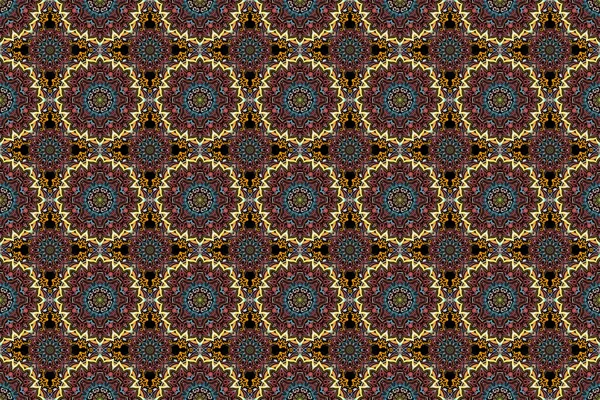 Yellow, green and brown ornament on a black background. Floral seamless pattern. Seamless background. Wallpaper baroque, damask.