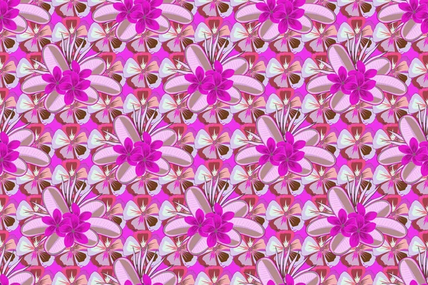 マゼンタ色 ピンク色の美しい水彩プルメリアの花 シームレスなバックグラウンドを 明るい絵にインスパイアされた花 Print — ストック写真