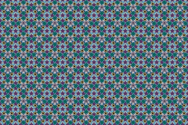 Seamless pattern oriental ornament in baroque style. Traditional classic raster pattern in blue, green and gray. Damask design.