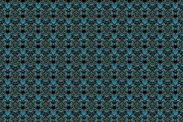 Raster seamless pattern for holiday Thanksgiving day, a simple hand-drawn winter design on black background in brown, blue and white colors.