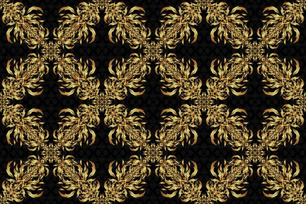 Goldenes Nahtloses Muster Auf Schwarzem Hintergrund Raster Luxus Goldmuster — Stockfoto